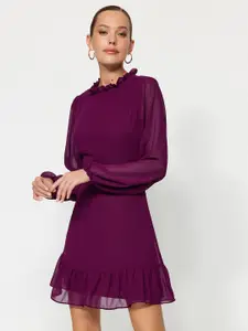 Trendyol High Neck A-Line Dress