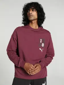 Puma Graphic Crew-Neck Brand Logo Printed Cotton Pullover Sweatshirt