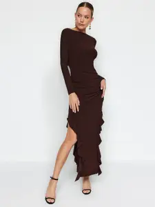 Trendyol Round Neck Ruffles Bodycon Dress
