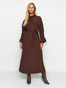 Trendyol Shirt Collar Shirt Style Midi Dress