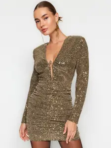 Trendyol Embellished Sequinned Sheath Mini Dress