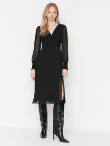 Trendyol V-Neck Puff Sleeves A-Line Dress