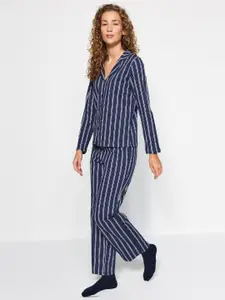 Trendyol Women Striped Cotton Night suit