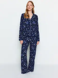 Trendyol Women Conversational Printed Night suit