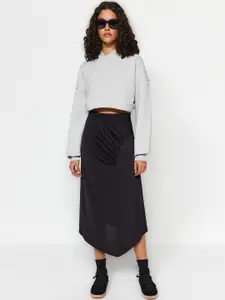 Trendyol Ruched-Detail Flared Midi Skirt