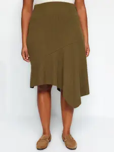 Trendyol Plus Size Mid Rise Midi A-Line Skirt