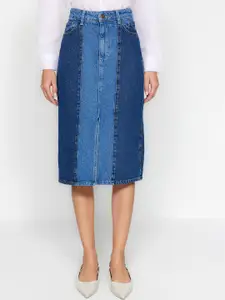 Trendyol Pure Cotton Knee-length Straight Skirt