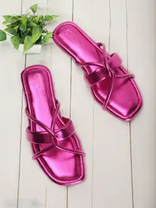 madam glorious Textured Strappy Open Toe Flats