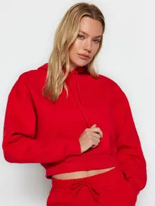 Trendyol Hooded Crop Pullover Sweatshirt