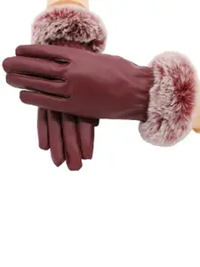 Alexvyan Thermal Warm Soft Fur Leather Winter Gloves