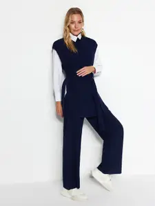 Trendyol Cable Knit Self Design Longline Acrylic Pullover Sweater