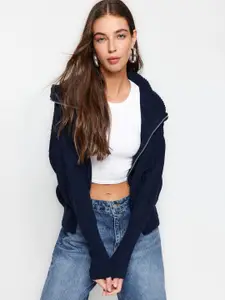 Trendyol Striped Pure Acrylic Front-Open Sweater