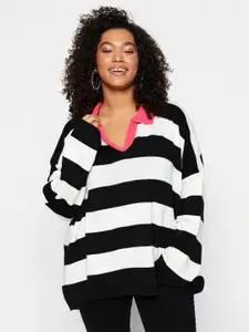 Trendyol Striped Shirt Collar Pullover Sweater