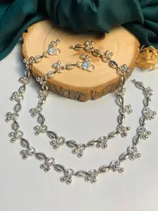 ABDESIGNS Set of 2 Silver Plated Bedded Anklet