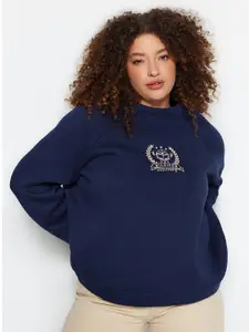 Trendyol Plus Size Self Design Pullover Sweatshirt