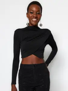 Trendyol High Neck Wrap Crop Top