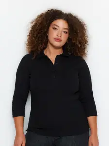 Trendyol Ribbed Shirt Style Top