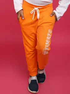 V-Mart Boys Typography Printed Cotton Mid-Rise Joggers