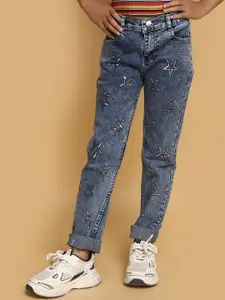 V-Mart Girls Printed Light Fade Jeans