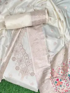 VISHNU WEAVES Ethnic Motifs Woven Design Zari Pure Silk Unstitched Dress Material