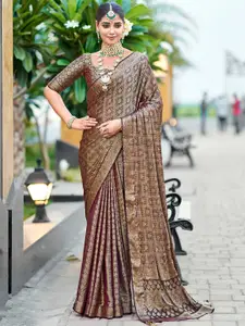 Saree mall Burgundy Paisley Pure Silk Designer Banarasi Sarees
