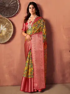 Saree mall Yellow & Pink Bagh Designer Sungudi Sarees