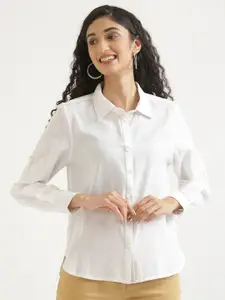 SAADAA Roll-Up Sleeves Cotton Linen Casual Shirt