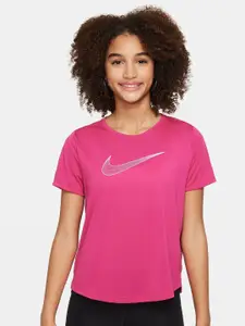 Nike Girls Brand Logo Printed Dri-Fit Training Top