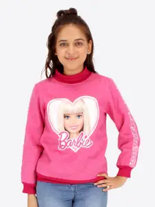 CUTECUMBER Girls Barbie Printed Long Sleeves Fleece Sweatshirt