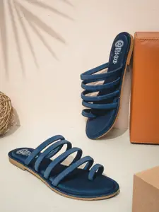 The Roadster Lifestyle Co. Navy Blue Strappy One Toe Flats