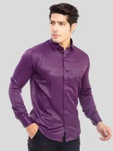 INDIAN THREADS Men Purple Slim Fit Formal Shirt