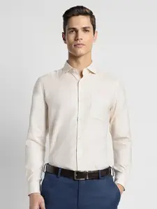 Peter England Elite Slim Fit Spread Collar Pure Cotton Formal Shirt