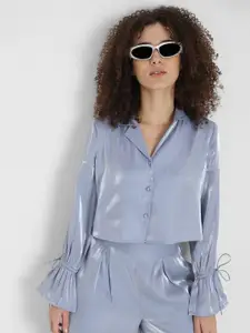 ONLY Slim Fit Bell Sleeves Cuban Collar Casual Shirt