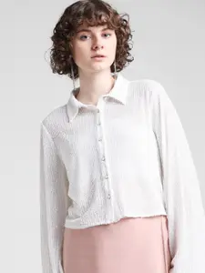 ONLY Slim Fit Textured Semi Sheer Casual Shirt