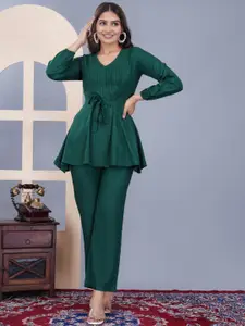 DAEVISH V-Neck Top With Flared Trouser Co-Ords