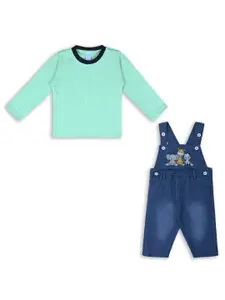 Wish Karo Boys Sea Green & Navy Blue T-shirt with Trousers