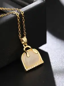 DressBerry Gold-Toned Stone-Studded Minimal Pocket Bling Necklace
