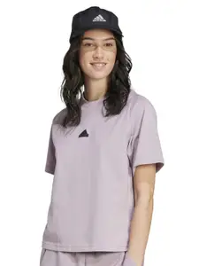 ADIDAS W Z.N.E. Tee Brand Logo Printed Round Neck Short Sleeves Cotton Training T-shirt