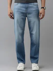 Mast & Harbour Men Blue Straight Fit Clean Look Light Fade Stretchable Jeans