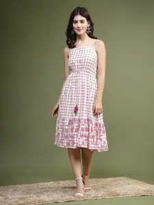 Ramas Pink Print Halter Neck A-Line Dress