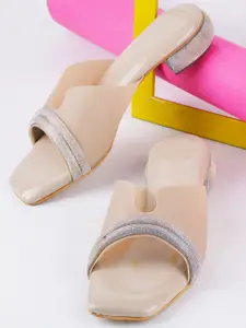 Try Me Beige Party Block Sandals