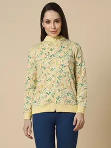 Allen Solly Woman Floral Printed Front-Open Sweatshirt