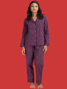 mackly Checked Pure Cotton Night suit