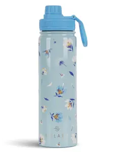Solara Stainless Steel Vacuum Insulated Water Bottle, Blue Blossoms - 650 ML