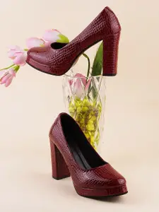 THE WHITE POLE Textured Round Toe Platform Heels