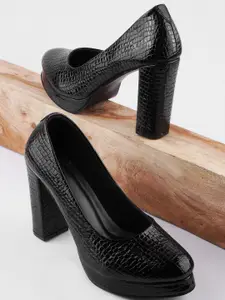 THE WHITE POLE Textured Pointed Toe Party Platform Pumps