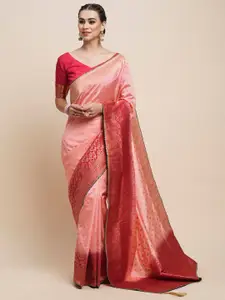 Saree mall Pink Ethnic Motifs Zari Silk Blend Designer Banarasi Sarees