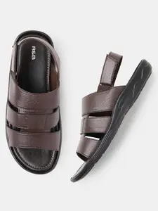 R&B Men Brown PU Fashion Sandals