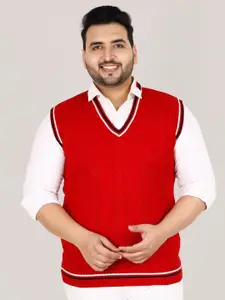 Sztori Plus Size Cable Knit V-Neck Acrylic Sweater Vest