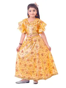 BAESD Girls Ethnic Motif Woven Design Ready to Wear Lehenga & Blouse